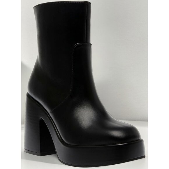 Wild Pair Women's Black Stellaa Platform Square Toe Mid Calf Booties NIB - Picture 1 of 4